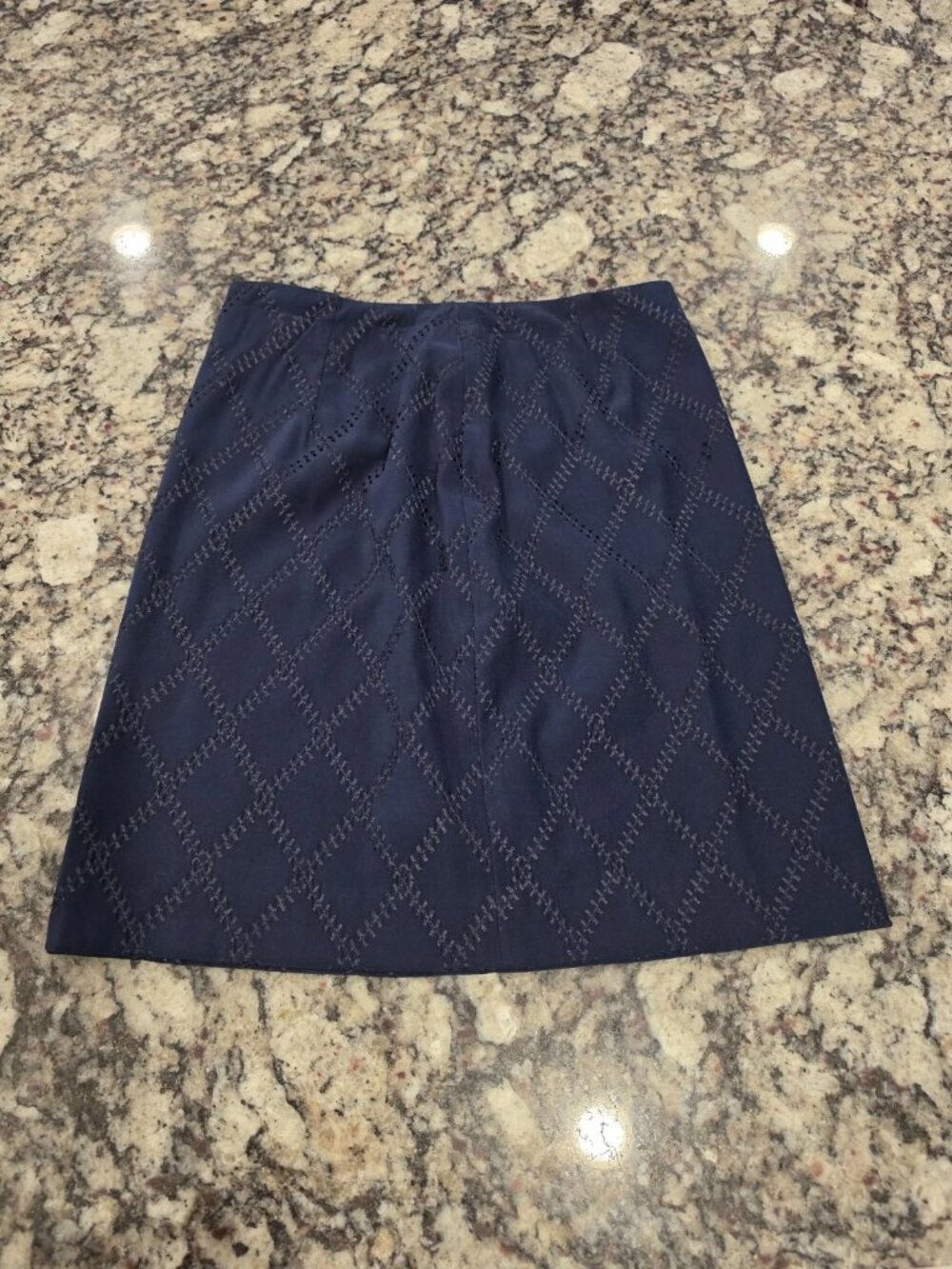 Petite Sophisticate Womens Sz 2 Navy Diamond Pattern Stitching NWT Business